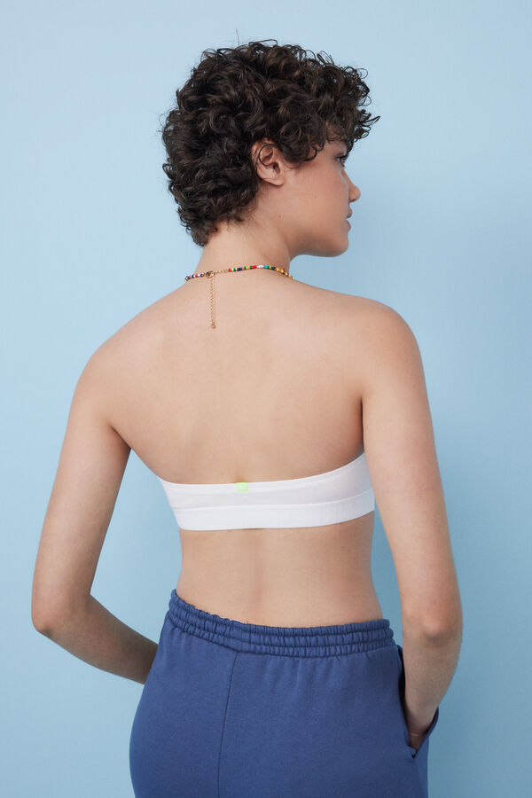 HI&BYE Top bandeau algod&oacute;n blanco marfil