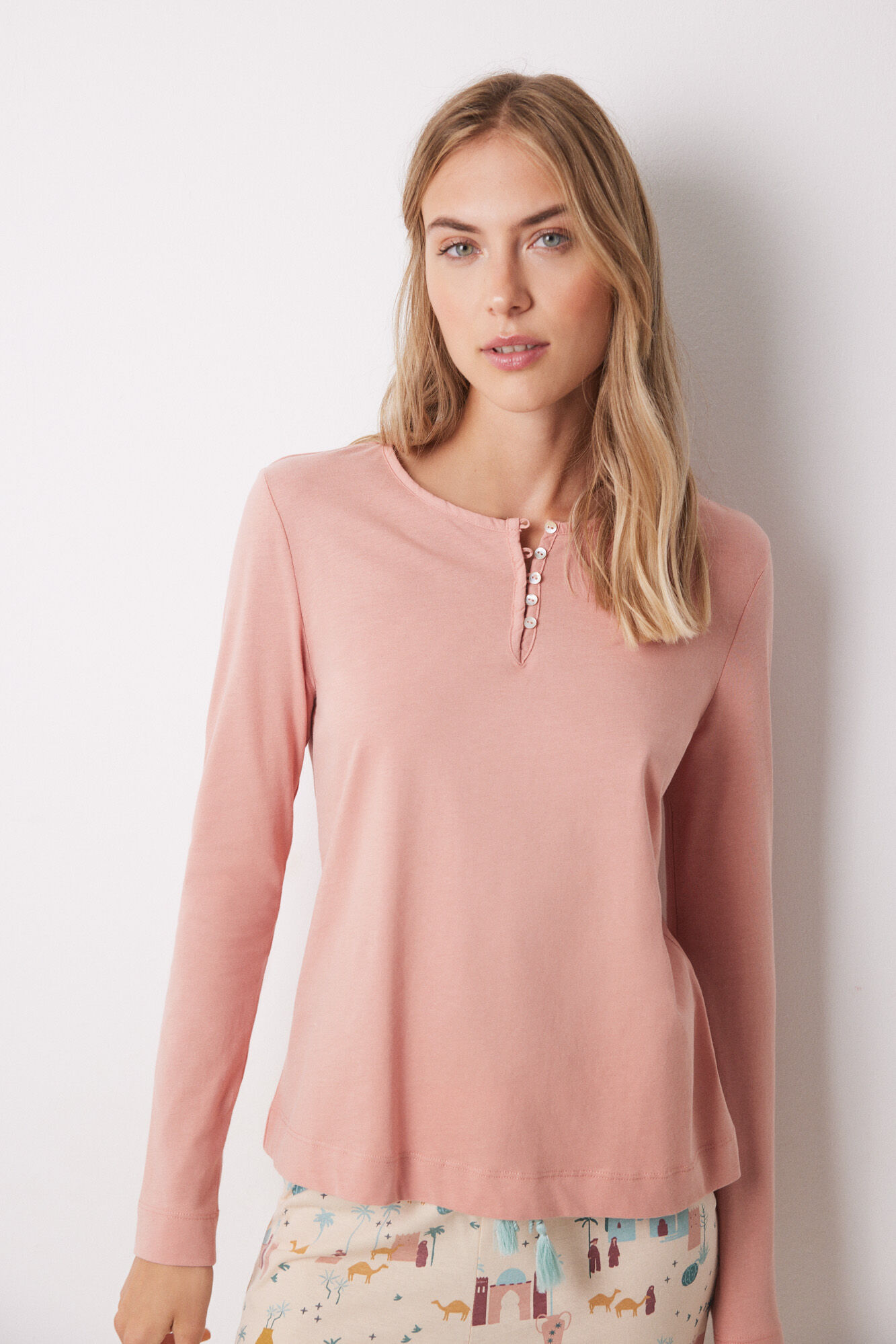 Women'secret Camiseta manga comprida 100% algod&atilde;o laranja