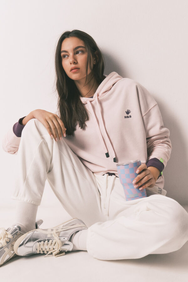 HI&BYE Sweatshirt com capuz em algod&atilde;o felpado rosa rosa