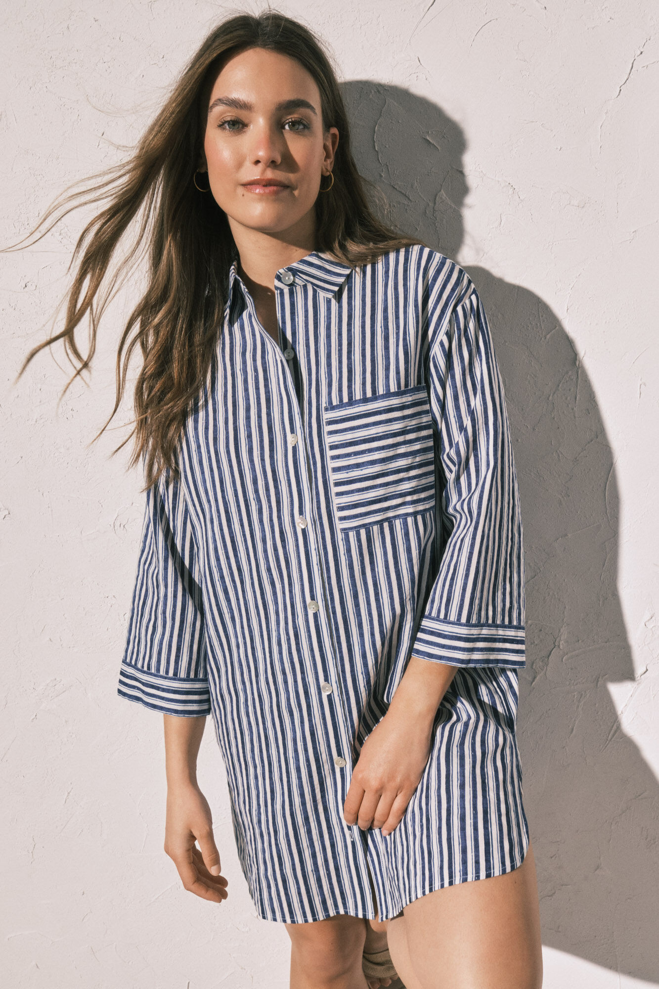 Women'secret Camisola corta camisera rayas azul
