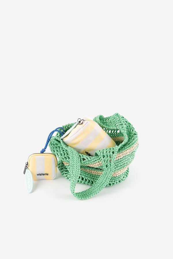 Victoria Bolso tote tejido fibra natural verde