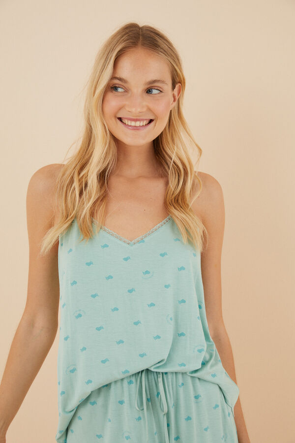 Women'secret Pijama corto tirantes La Vecina Rubia verde