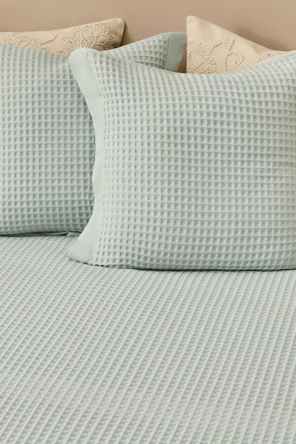 Textura Colcha algod&atilde;o ninho de abelha azul