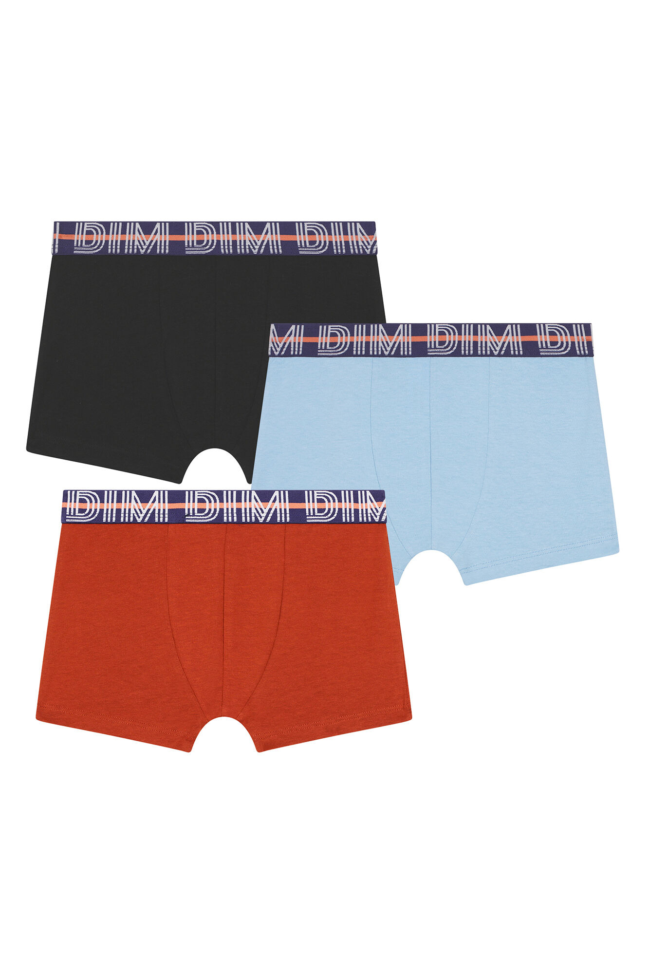 DIM Pacote de 3 boxers para meninos com c&oacute;s el&aacute;stico Cotton Stretch