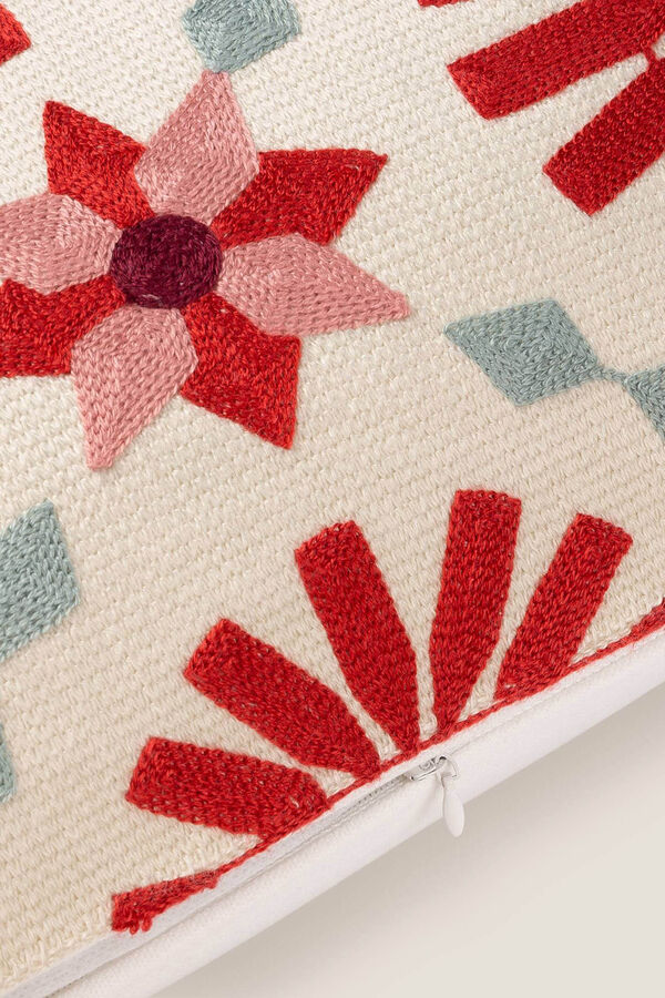 Textura Funda coj&iacute;n bordado geom&eacute;trico 45x45cm. marfil