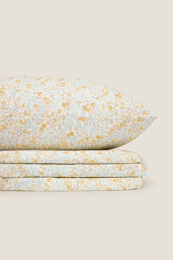 Textura S&aacute;bana algod&oacute;n flores verde