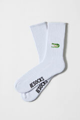 Besocks Meias altas com estampa de crocodilo, algodão orgânico branco branco