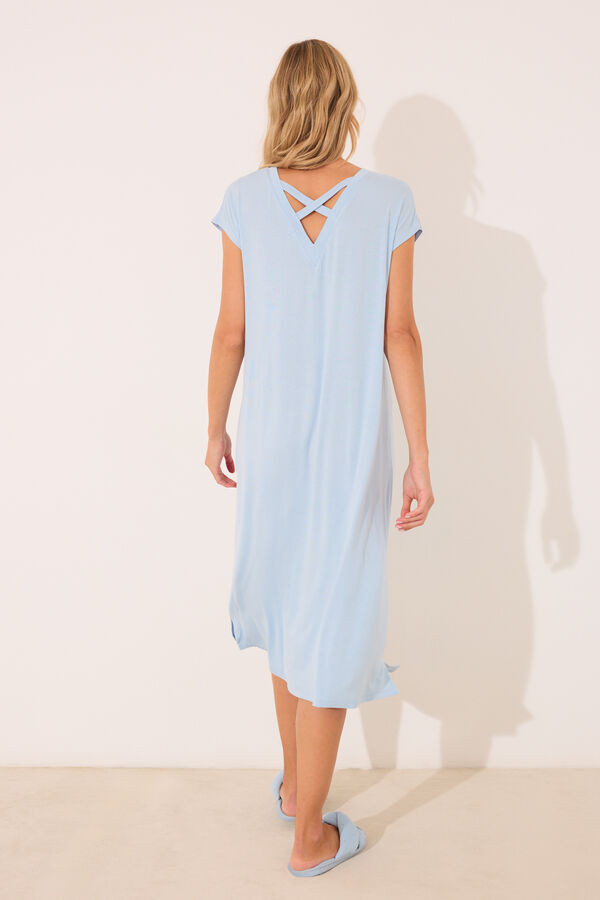 Women'secret Camisón midi viscosa brillos azul azul