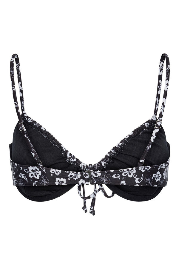 Pieces Top de bikini push up estampado floral gris