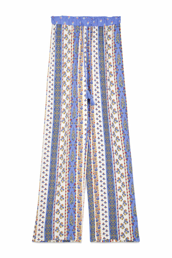 Women'secret Pantalón largo viscosa cenefas multicolor estampado