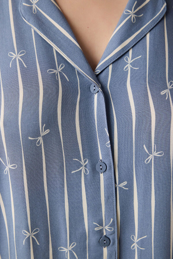 Penti Conjunto de pijama camisero largo gris rayas gris