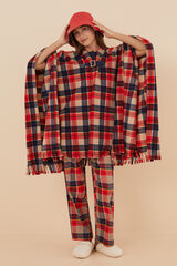 Women'secret Poncho capa polar cuadros estampado
