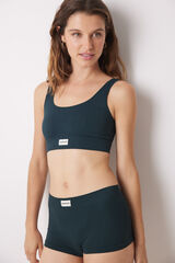 Women'secret Cueca boxer canelada verde escuro sem costura verde