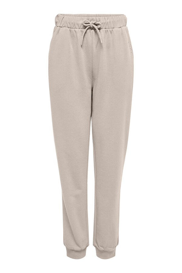 Only Play Pantal&oacute;n jogger suave de cintura alta y bolsillos laterales, color beige gris