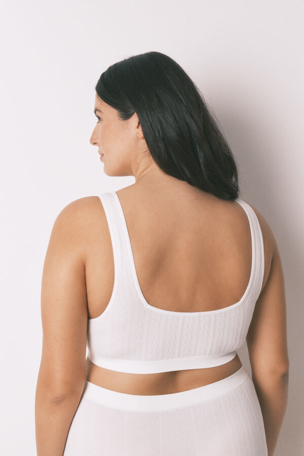 Women'secret Sujetador top seamless tricot blanco marfil