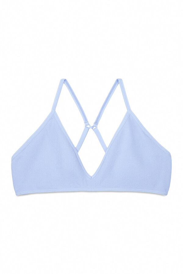 HI&BYE Suti&atilde; azul triangular sem costuras com copas remov&iacute;veis azul