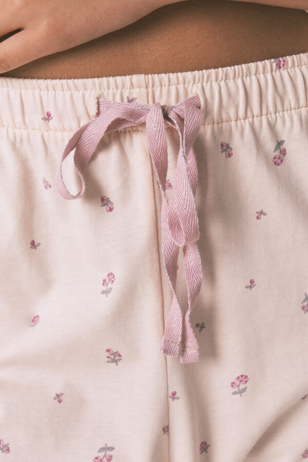 Women'secret Pijama largo 100% algod&oacute;n flores rosa rosa