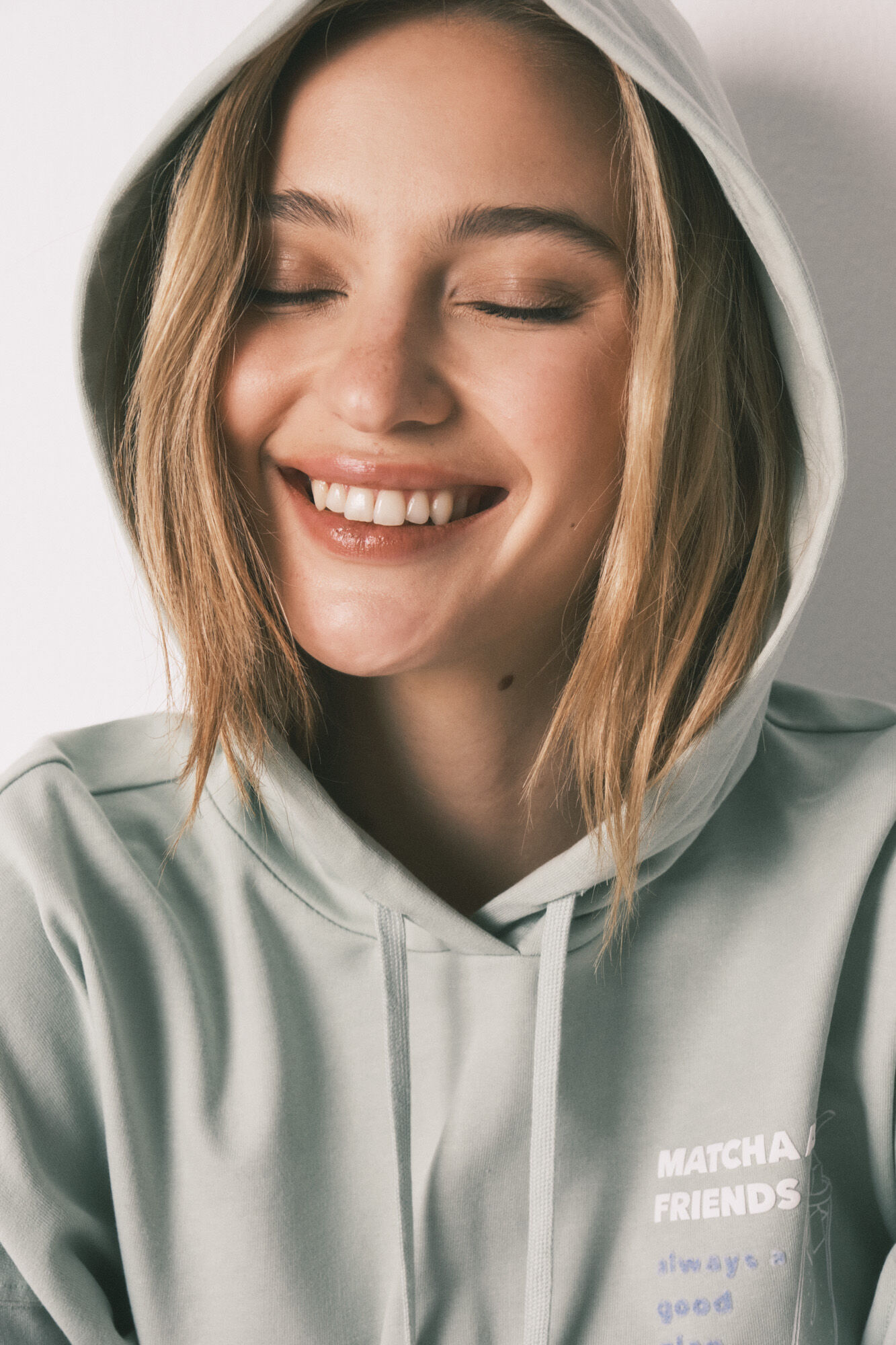 HI&BYE Sweatshirt com capuz em felpa de algod&atilde;o verde