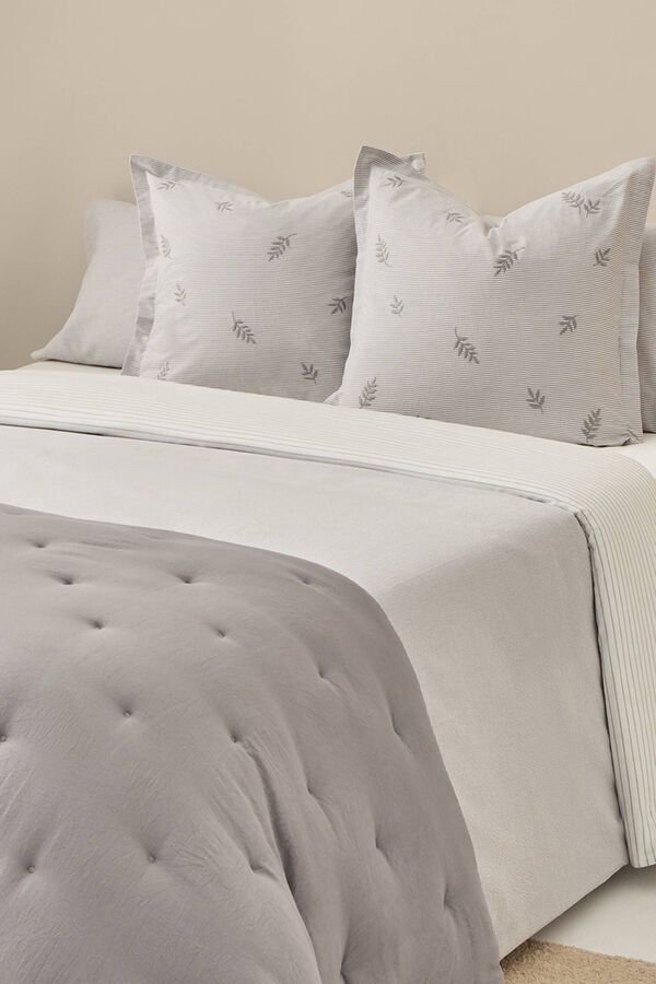 Textura Capa de edredom riscas revers&iacute;vel cinzento