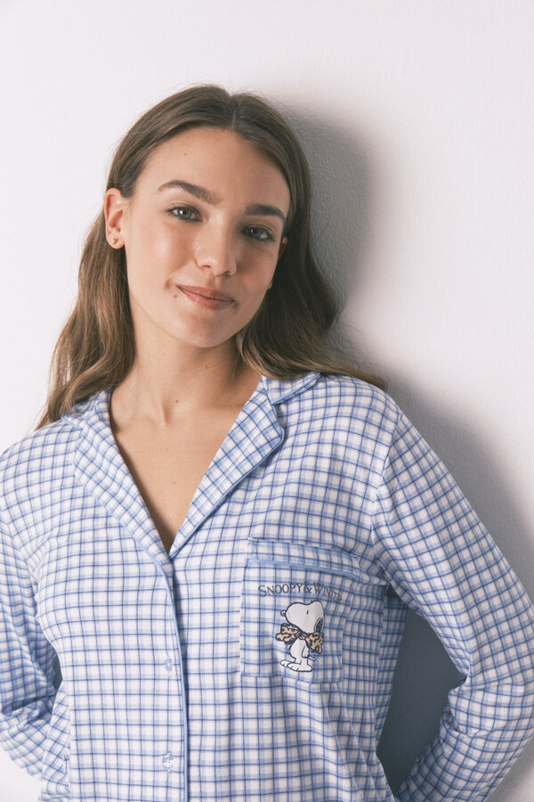 Women'secret Pijama Comprido Snoopy Vichy azul