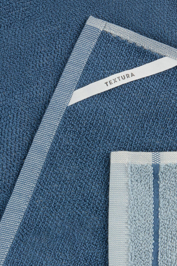 Textura Conjunto de 2 panos felpudos de algod&atilde;o azul