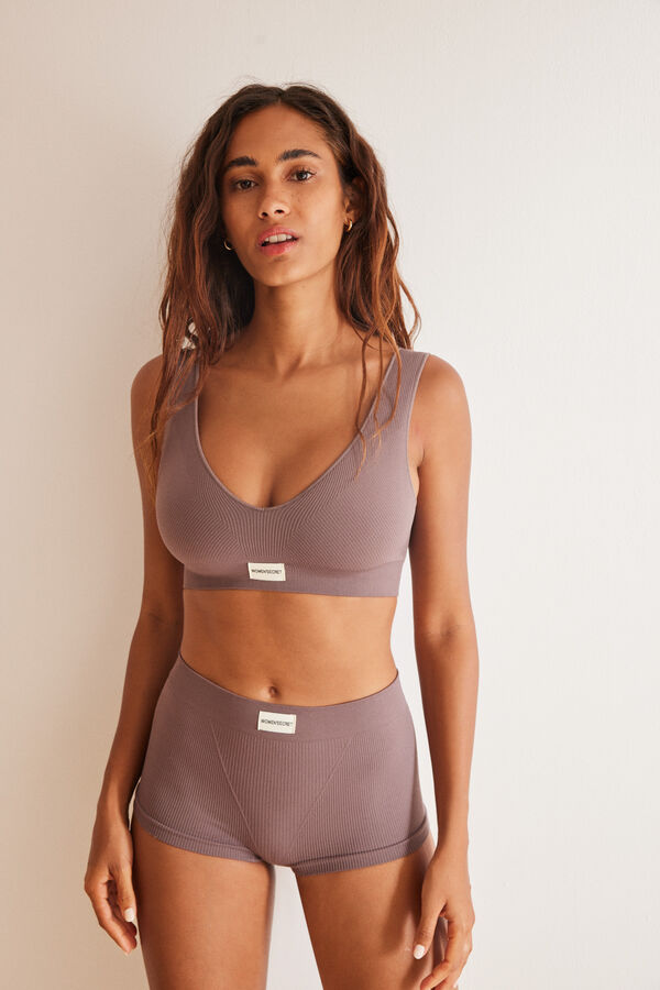Women'secret Crop top canal&eacute; morado seamless morado/lila