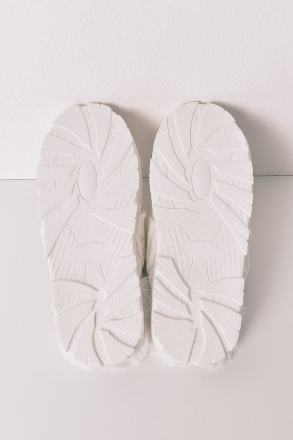 Women'secret Zapatillas casa punto tricot blanco marfil