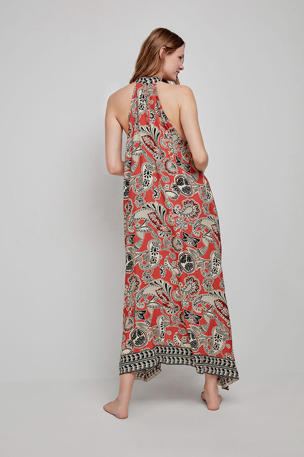 Gisela Vestido midi longo estampado branco