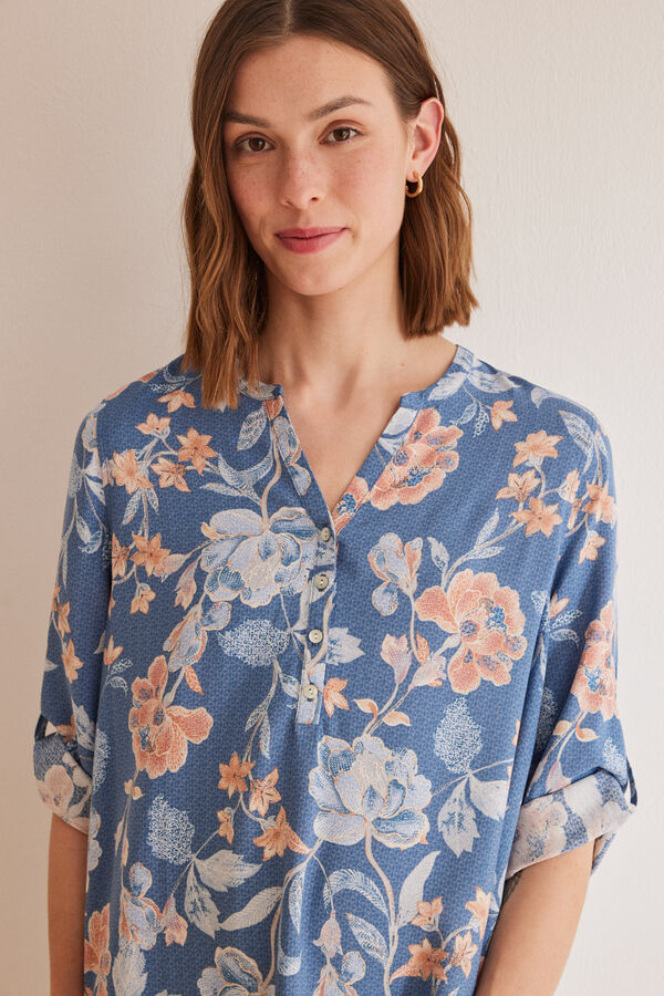 Women'secret Vestido camisola flores azul azul