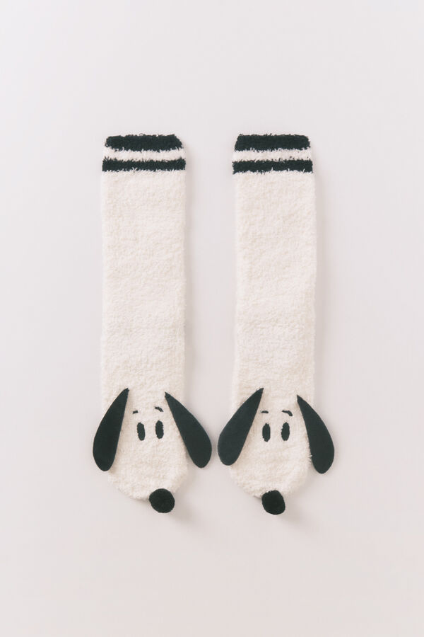 Women'secret Meias compridas brancas do Snoopy branco