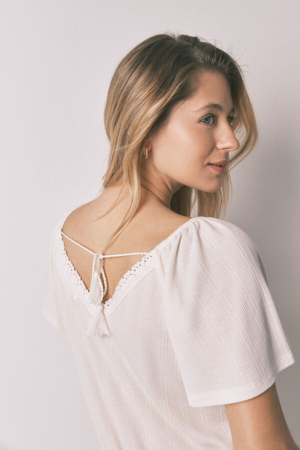 Women'secret Camis&oacute;n "maternity" blanco pointelle volante marfil