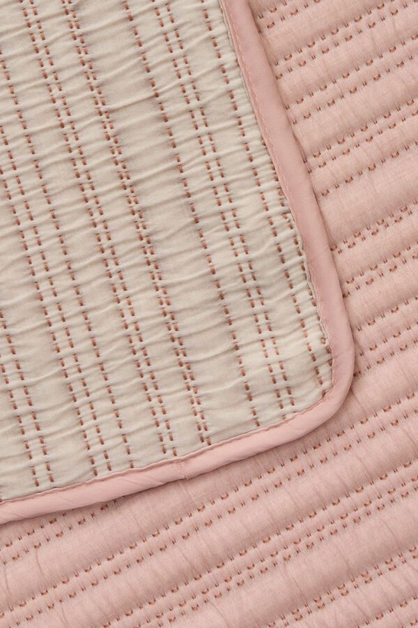 Textura Edredom liso reversível com costura rosa