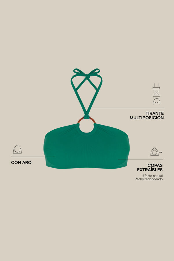 Women'secret Parte de cima biquíni bandeau verde verde