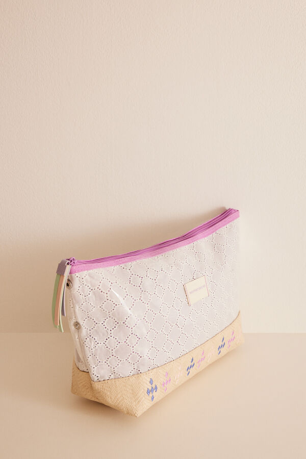 Women'secret Neceser mediano bordado suizo  kaki