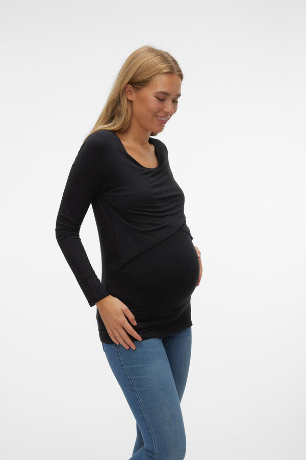 Mamalicious Top de Tencel maternity 2 fun&ccedil;&otilde;es preto