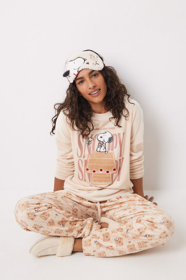 Women'secret Pijama largo terciopelo Snoopy nude