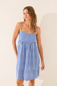 Women'secret Vestido curto riscas azul