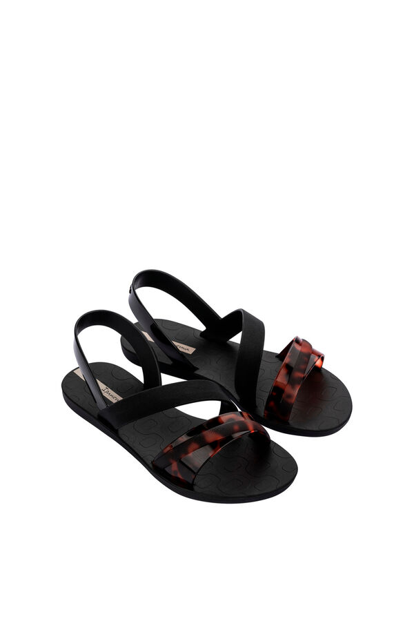Ipanema Sand&aacute;lia de tiras assim&eacute;tricas com estampado animal preto