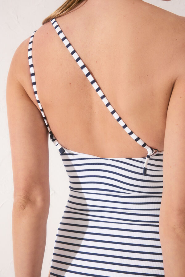 Women'secret Fato de banho modelador assim&eacute;trico &agrave;s riscas azul-marinho azul