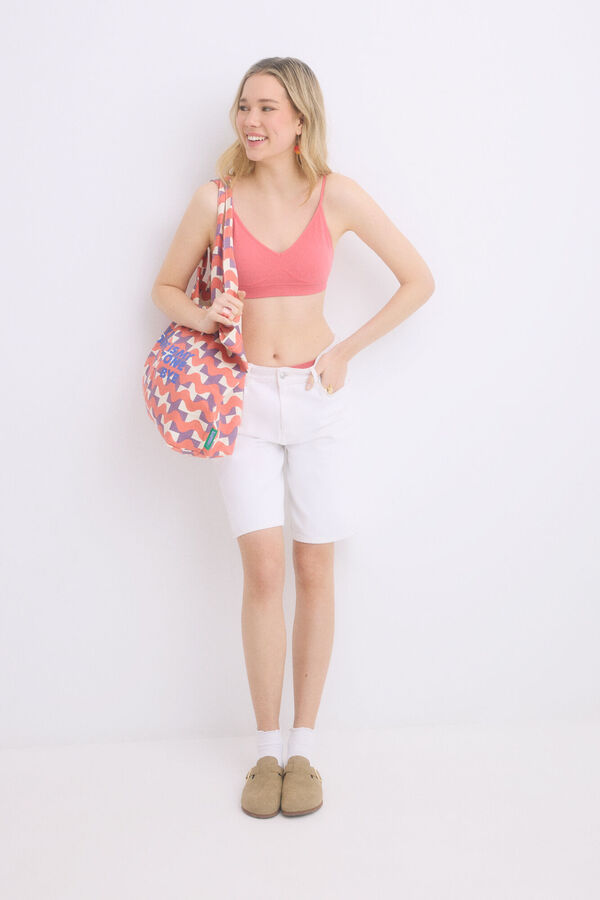 HI&BYE top rosa enchimento com copas remov&iacute;veis rosa