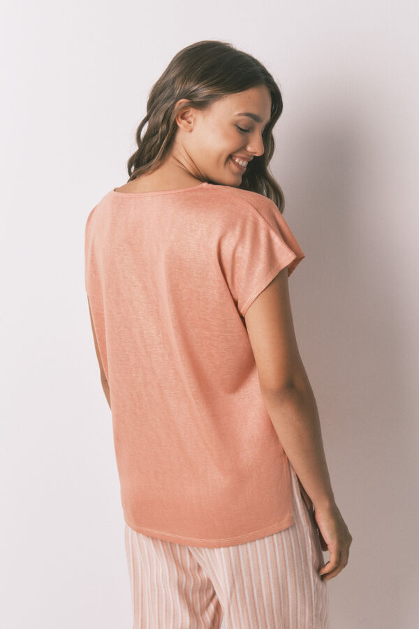 Women'secret Camiseta holgada viscosa naranja lurex naranja
