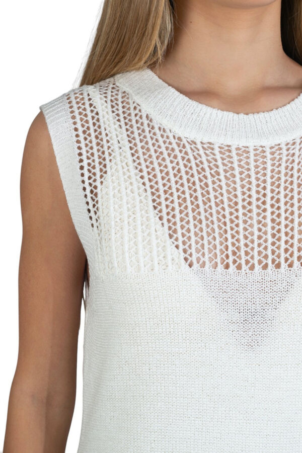 Kbas Vestido crochet poliester blanco