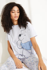 Womensecret Pijama de manga curta Winnie the Pooh de algodão em azul azul