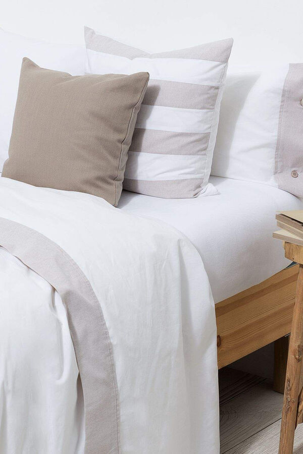 Textura S&aacute;bana algod&oacute;n percal combinaci&oacute;n tejidos. Cama 180-200cm. blanco