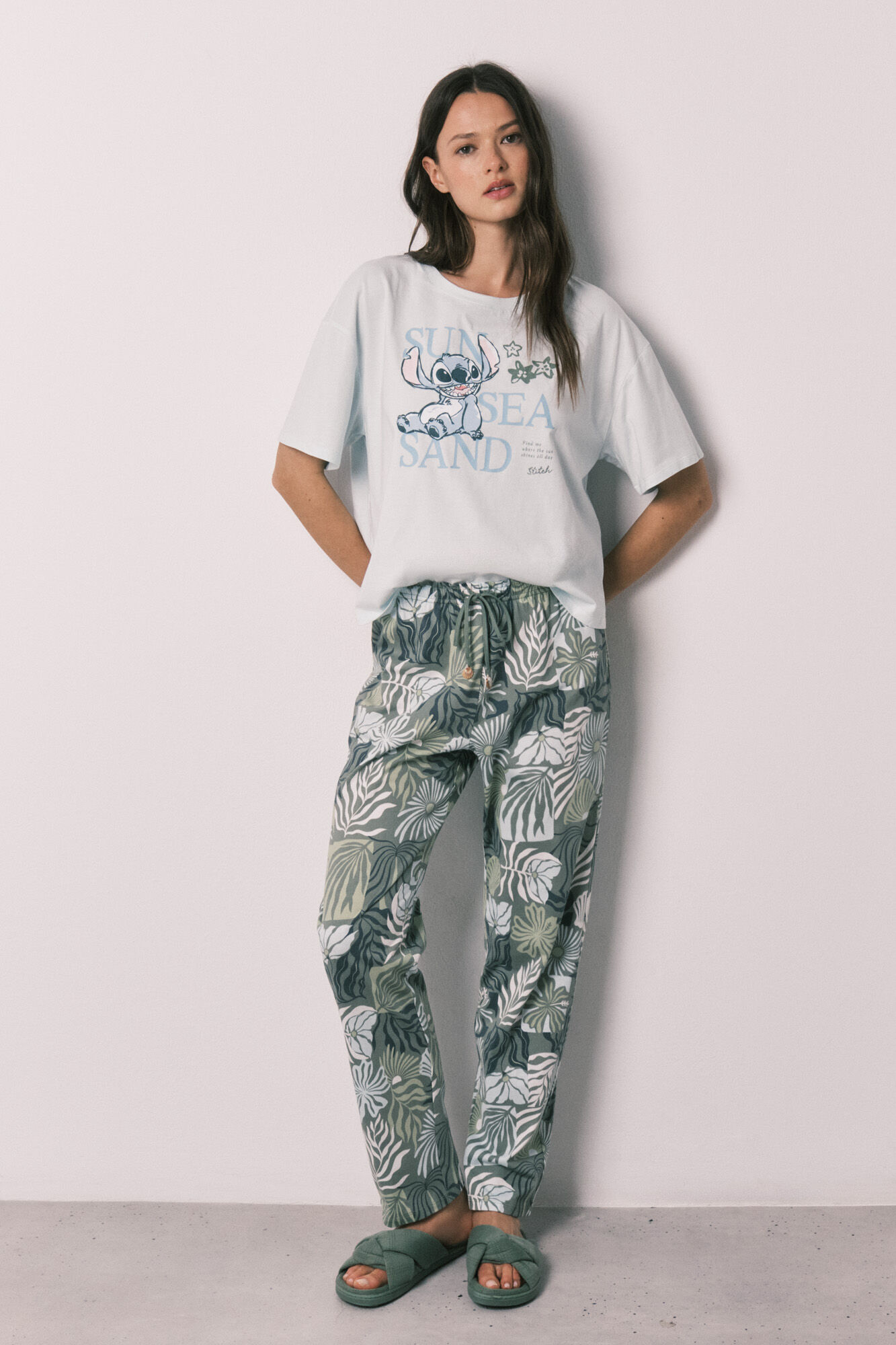 Women'secret Pijama comprido de manga curta Stitch estampado