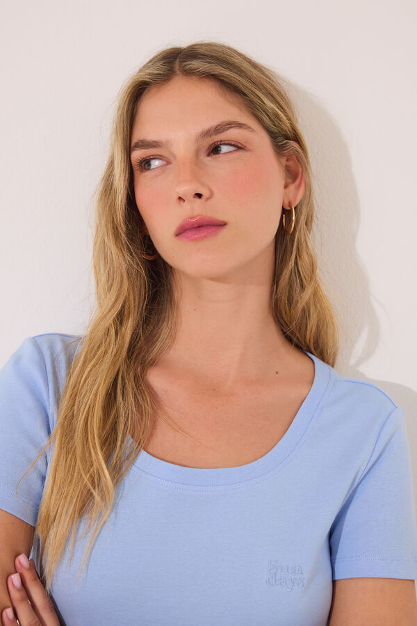 Women'secret Pijama curto de algod&atilde;o azul azul