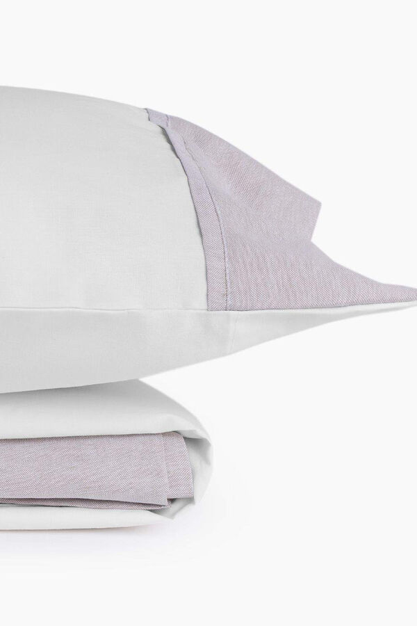Textura S&aacute;bana algod&oacute;n percal combinaci&oacute;n tejidos. Cama 180-200cm. blanco