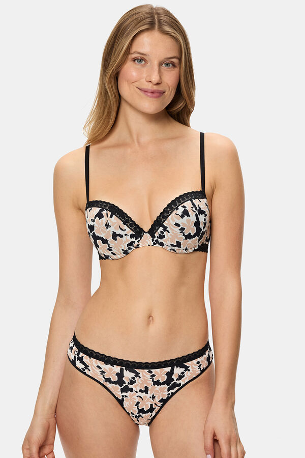 DIM Sujetador cl&aacute;sico con aros de suave microfibra print flores estampado