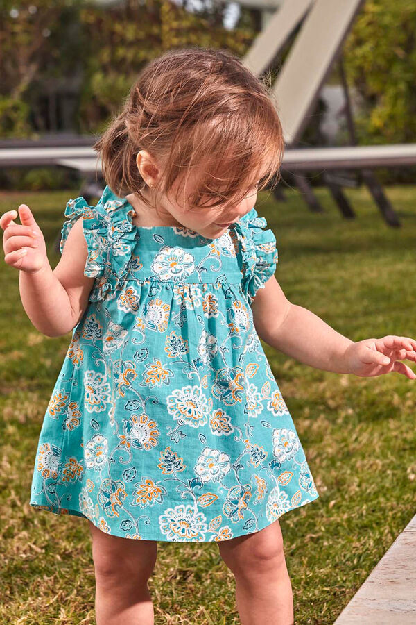 Gocco Vestido estampado flores azul claro turquesa