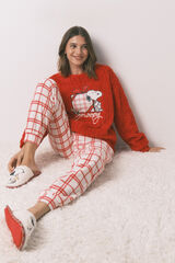 Women'secret Pijama longo de l&atilde; xadrez vermelho Snoopy vermelho